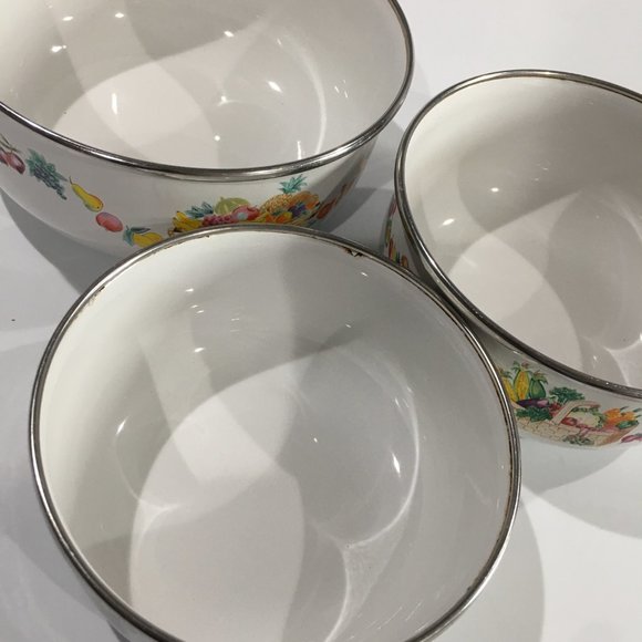 Kobe Kitchen Nesting Bowls Enamel Metal Vintage - Picture 6 of 7